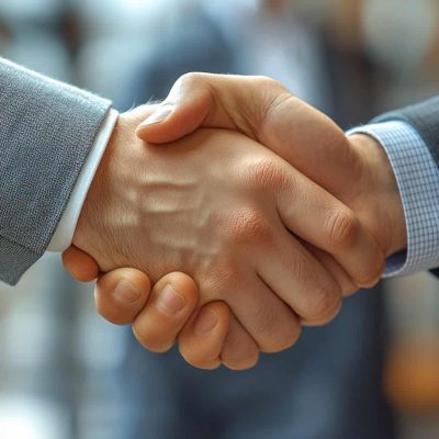 Unternehmenskauf besiegelt durch Handschlag