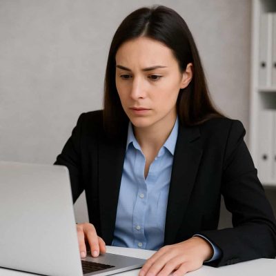 Unternehmerin bei der Domainregistrierung